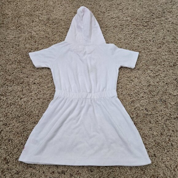 RuffleButts White Hooded Swimsuit Cover Up Girls Size 6 - Picture 2 of 6